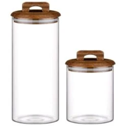 B&M Large Glass Jar With Acacia Wood Lid 9 B&M Large Glass Jar With Acacia Wood Lid -Home Accessories Store 394438 394439 glass canister with acacia wood group 1
