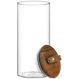 B&M Large Glass Jar With Acacia Wood Lid 4 B&M Large Glass Jar With Acacia Wood Lid - Image 2