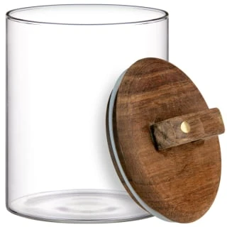 B&M Small Glass Jar With Acacia Wood Lid 4 B&M Small Glass Jar With Acacia Wood Lid - Image 2