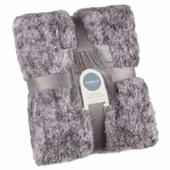 B&M Simply Two Tone Teddy Throw - Grey