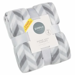 Simply Grey & Geo Print Polar Fleece Throw 2pk 3 Simply Grey & Geo Print Polar Fleece Throw 2pk