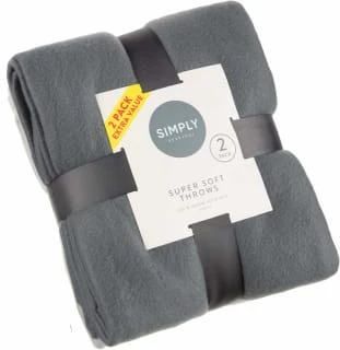 Simply Light Grey & Dark Grey Polar Fleece Throw 2pk 2 Simply Light Grey & Dark Grey Polar Fleece Throw 2pk