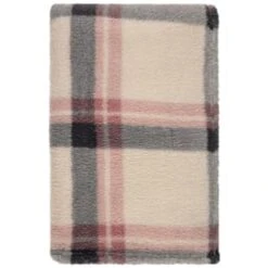 Simply Blush Check Sherpa Throw -Home Accessories Store 395364 stripe ocean tide cushion 4