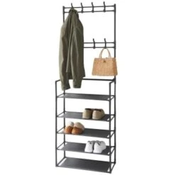 B&M Essentials 16 Hook Garment Rack With Shelving