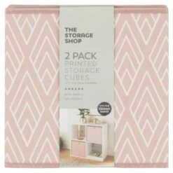 Lokken Printed Storage Cubes 2pk - Pink Diamond -Home Accessories Store 395838 2pk printed lokken storage cubes pink diamond 2