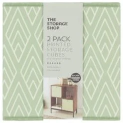 Lokken Printed Storage Cubes 2pk - Sage Diamond -Home Accessories Store 395843 2pk printed lokken storage cubes sage diamond 2