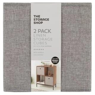 Lokken Linen Storage Cubes 2pk - Grey 4 Lokken Linen Storage Cubes 2pk - Grey - Image 2