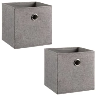 Lokken Linen Storage Cubes 2pk - Grey 5 Lokken Linen Storage Cubes 2pk - Grey - Image 3