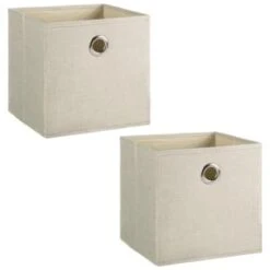Lokken Linen Storage Cubes 2pk - Natural -Home Accessories Store 395852 2pk linen lokken storage cubes natural 3