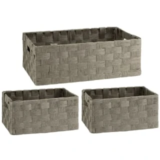 B&M Caen Set Of 3 Paper Rope Baskets - Grey 3 B&M Caen Set Of 3 Paper Rope Baskets - Grey