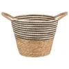 B&M Stripe Top Basket With Handle - Mono -Home Accessories Store 395893 stripe top basket with handle mono
